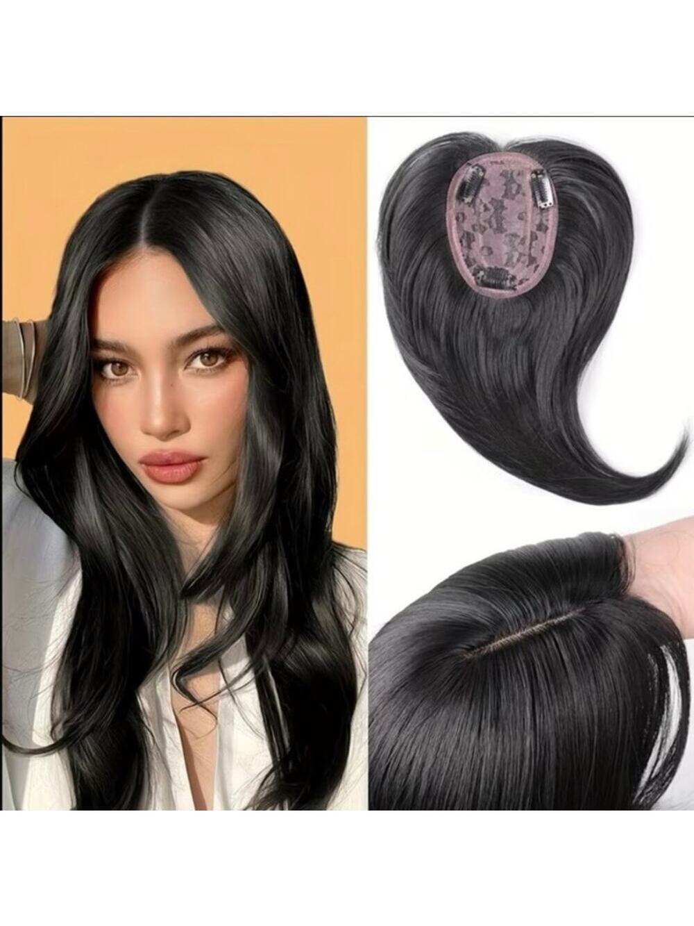 12" Straight Hair Topper for Women with 3 Clips, Synthetic